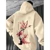 Japan Harajuku Pflaumenblüten Grafik Herren Hoodie Y2K Stil Fleece Herbst Winter Langarm Lässiger Pullover Oberteile Weich Warm Streetwear