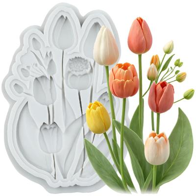 Flower Silicone Molds Tulip Flower Fondant Mold Cake Decorating Tools Cupcake Topper Candy Chocolate Gumpaste Mold