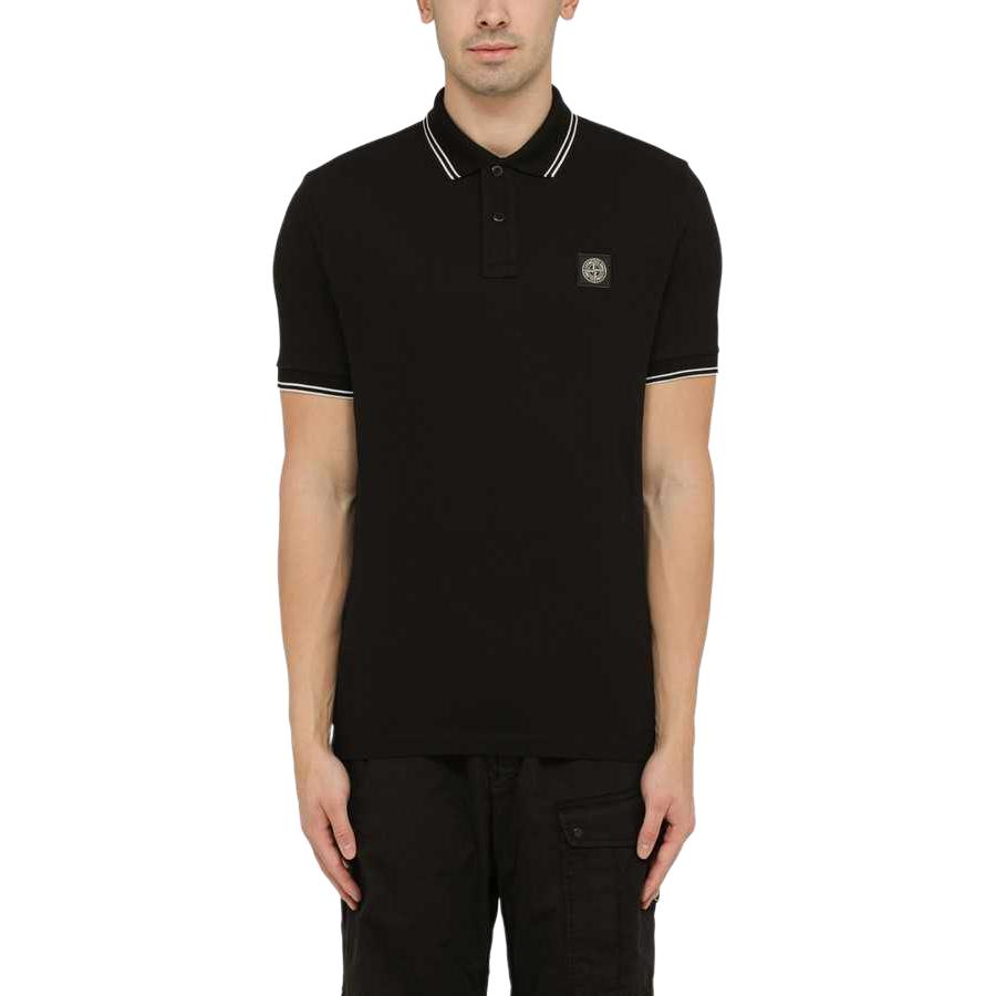 STONE ISLAND Compass Patch Logo Poloshirt Schwarz Herren Oberteile 80152SC18-A0029