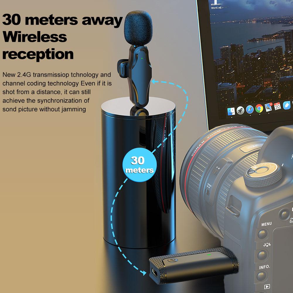 Professional Wireless Lavalier Bluetooth Mini Microphone For iPhone iPad Android Live Broadcast Gaming Recording Interview Vlog