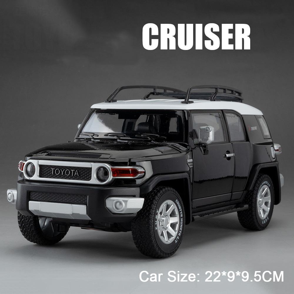 1:24 Prado FJ Cruiser Alloy Diecast Off Road Vehicle Model Toys Car Sound Light Pull Back Front Wheel Steering Festival Surprise