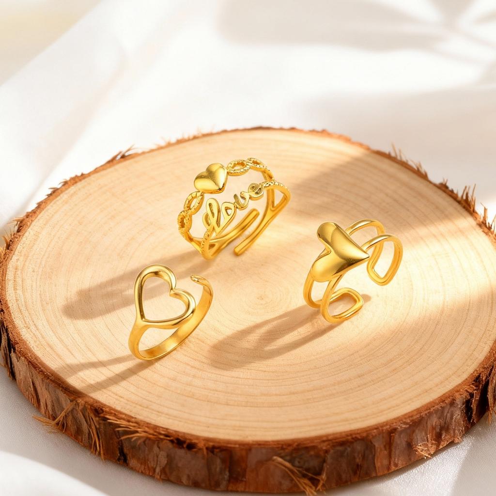 Adjustable Stainless Steel Finger Ring for Women Heart-Shaped Double Layer Opening Rings Dainty Jewelry Valentine Gifts