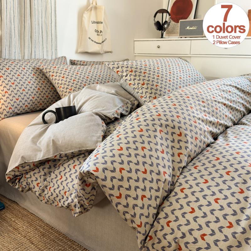 100% Cotton Duvet Cover Set with 2 Pillowcases - Soft & Breathable Bedding Set 3Pieces, Hypoallergenic, Easy Care, 16 Sizes