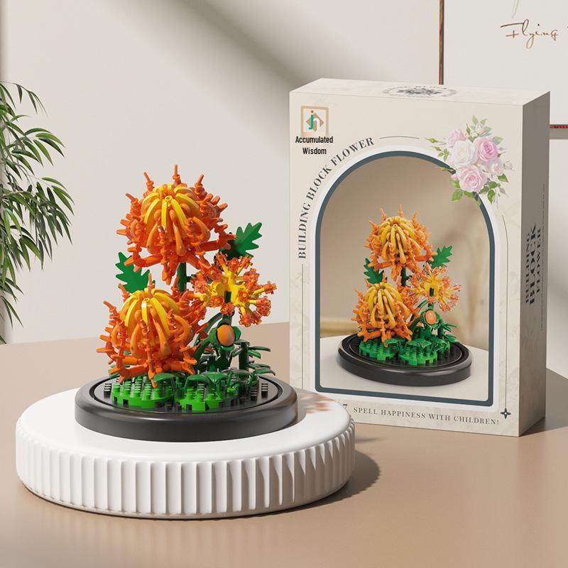Lego-kompatible Bausteine Blumentopf & Bonsai Rosen Set, Bauspielzeug Geschenk für Mädchen