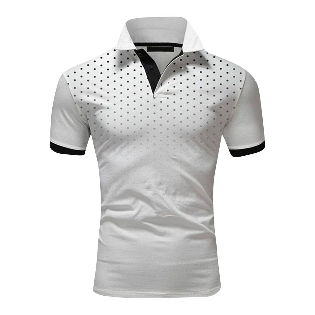Large Men's Casual Slim Dot Print Short Sleeve T-shirt Men's Summer