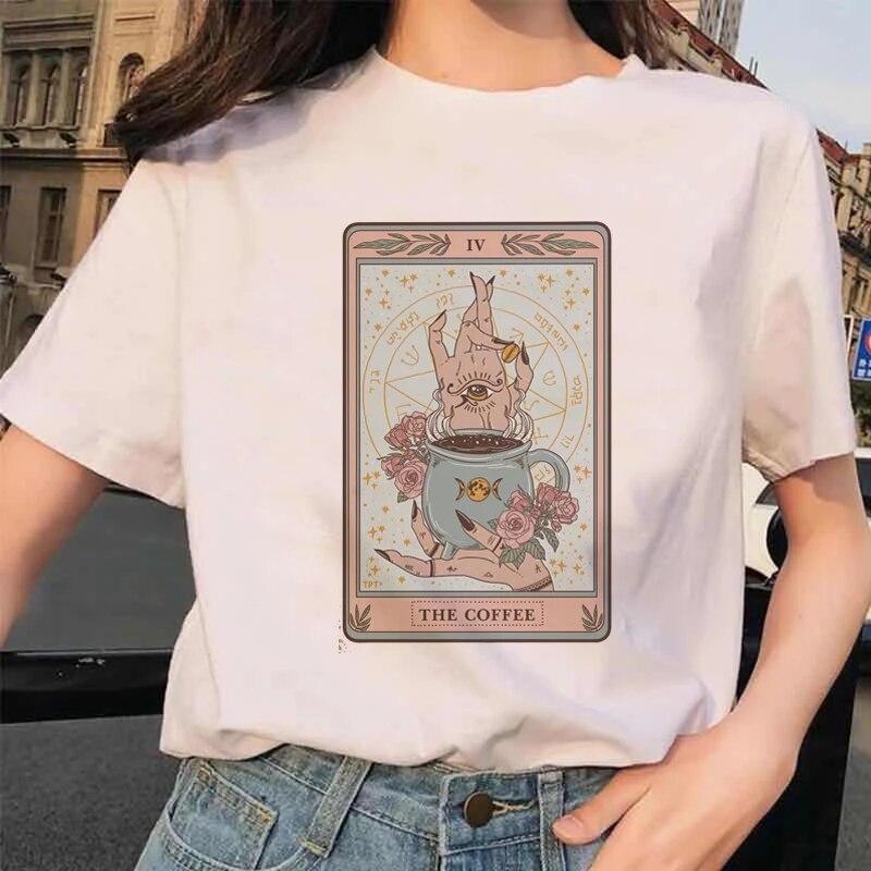 Ženy Tarot Tričko s potiskem milenců 90S Tričko Trend Kreslený Letní Módní Potisk Oblečení s krátkým rukávem Topy Trička Tričko Tričko