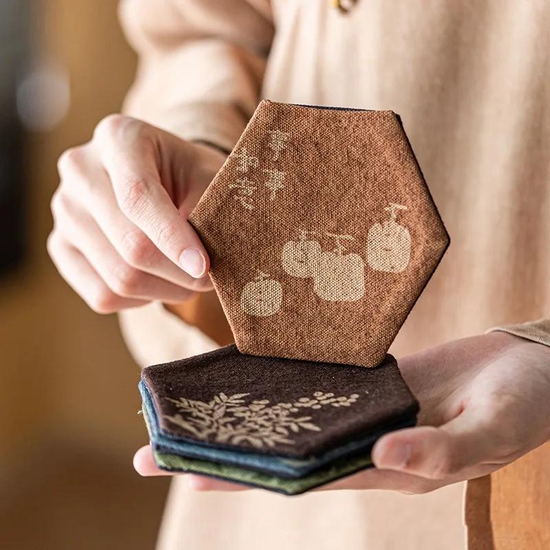 Coasters Vintage Embroidery Tea Coasters Tea Accessories Tea Cup Holder Household Insulated Coasters