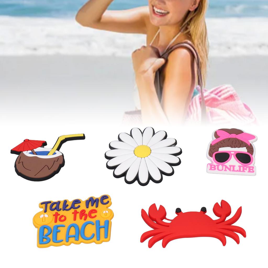 5PCS Beach Bag Charm Insert for Summer Silicone Handbag Beach Bag Decorative Accessories for Party