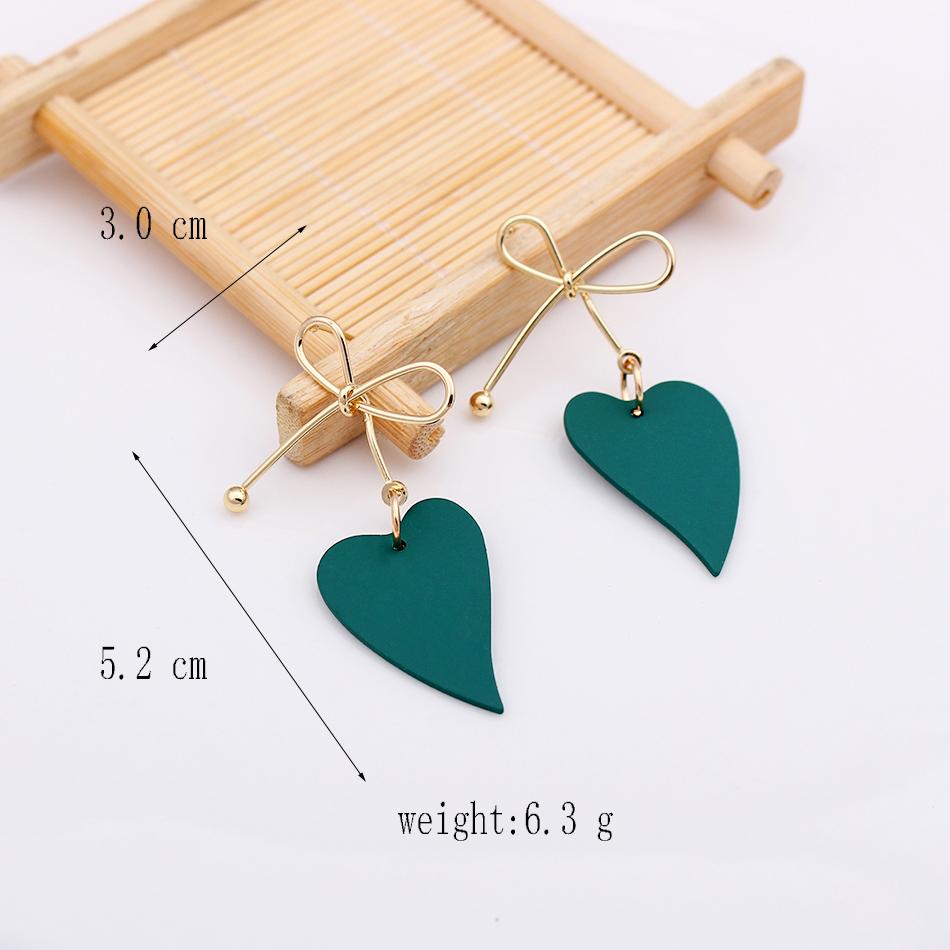 Women Heart Drop Earrings for Party Jewelry Vintage Gold Color Metal Bow Knot Earrings Geometric Female Brincos 2024 New Fashion
