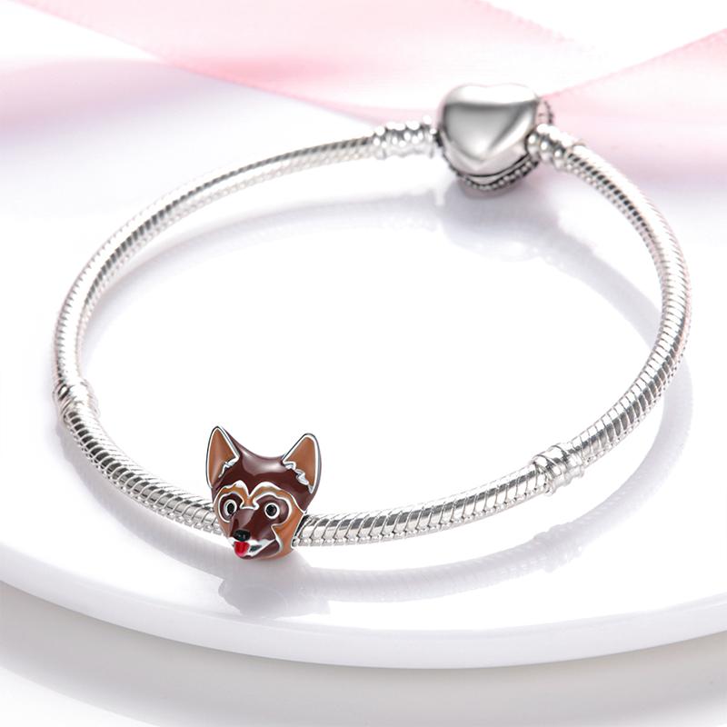 Original Charms Copper Brown German Shepherd Dog Beads Fit Charms Plata Bracelets For Women Women Jewelry Making Diy