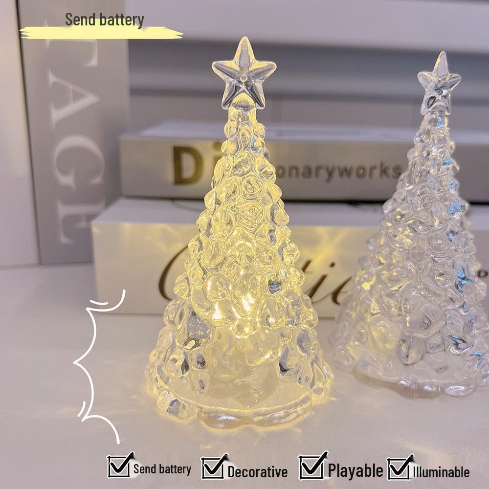 Seven-Color Crystal Christmas Tree Night Light with Star