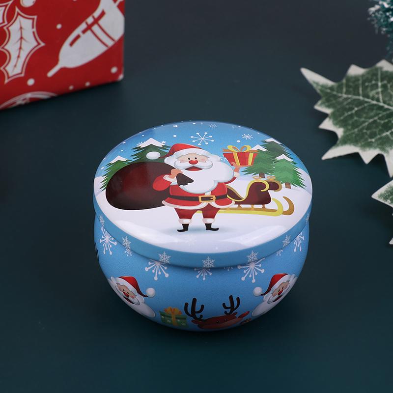 1Pcs Christmas Metal Tin Jars Coffee Tea Spice Candy Jewelry Storage Case Candle Making Containers Decorations Boxes
