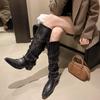 New Style Fashion Women's Designer Vintage Rivet Women Western Cowgirl Boots Autumn Winter Ladies Elegant Knight Long Boots