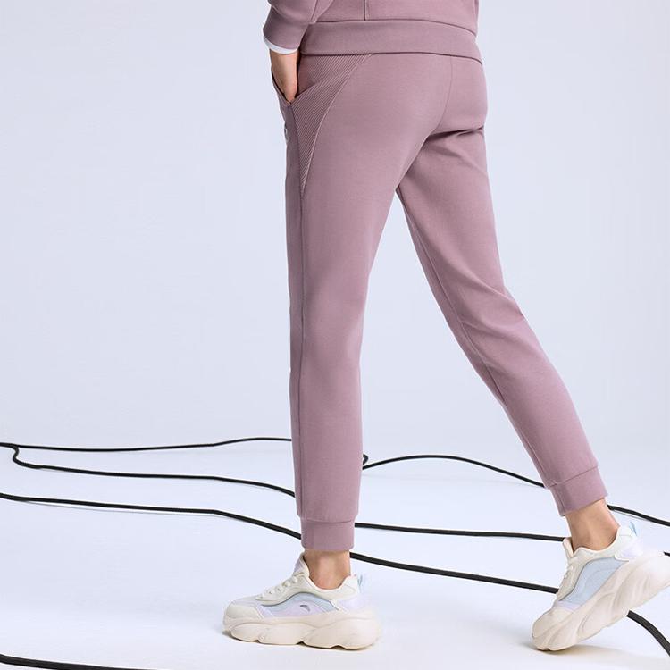 Anta Training Series Solid Color Mid Waist Cuffed Sports Pants Women pants Purple 162217304-1