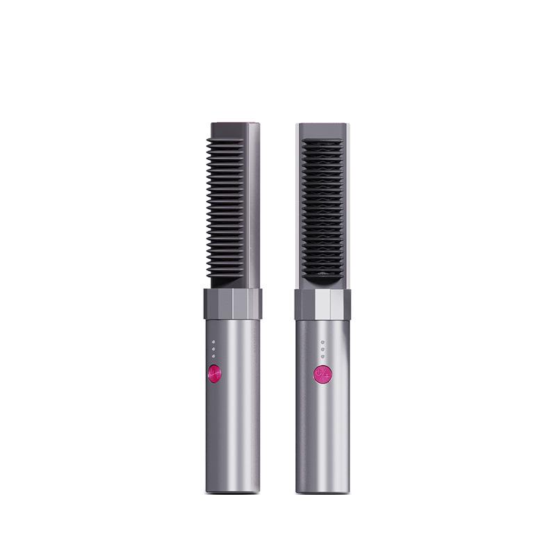 Kindao Wireless Charging Curl & Straighten Comb - Portable Dual-Use Curling Iron and Hair Straightener