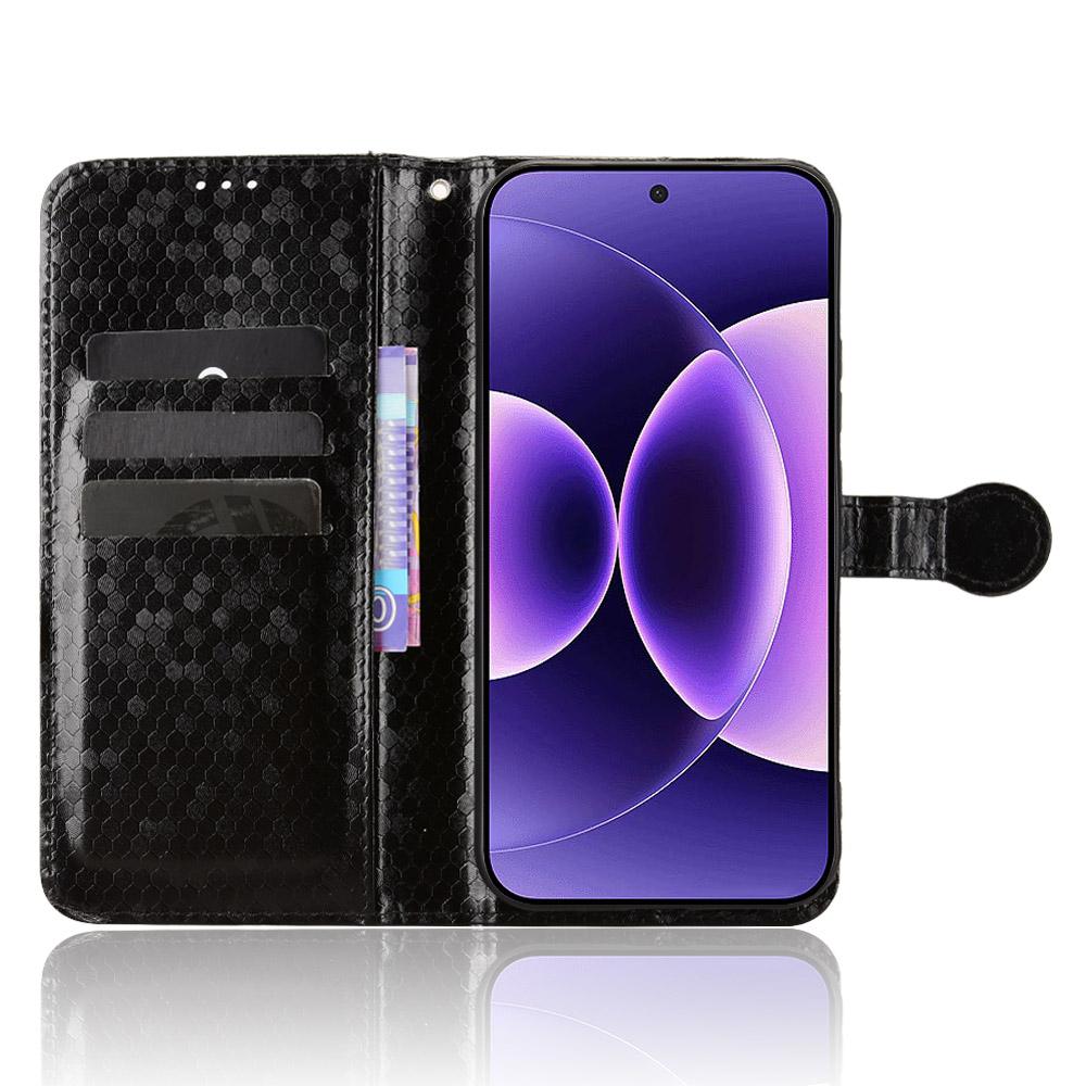 For Xiaomi 17 Pro Max Wallet Case Dot Pattern Imprint PU Leather Phone Cover with Wrist Strap