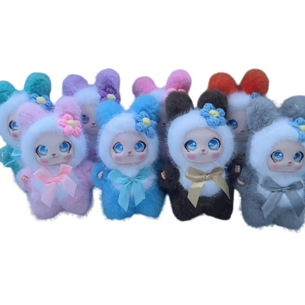 Big Ear with Flower Rabbit Plush Keychain Ornaments Bunny Plush Doll Pendant Lady/Girls