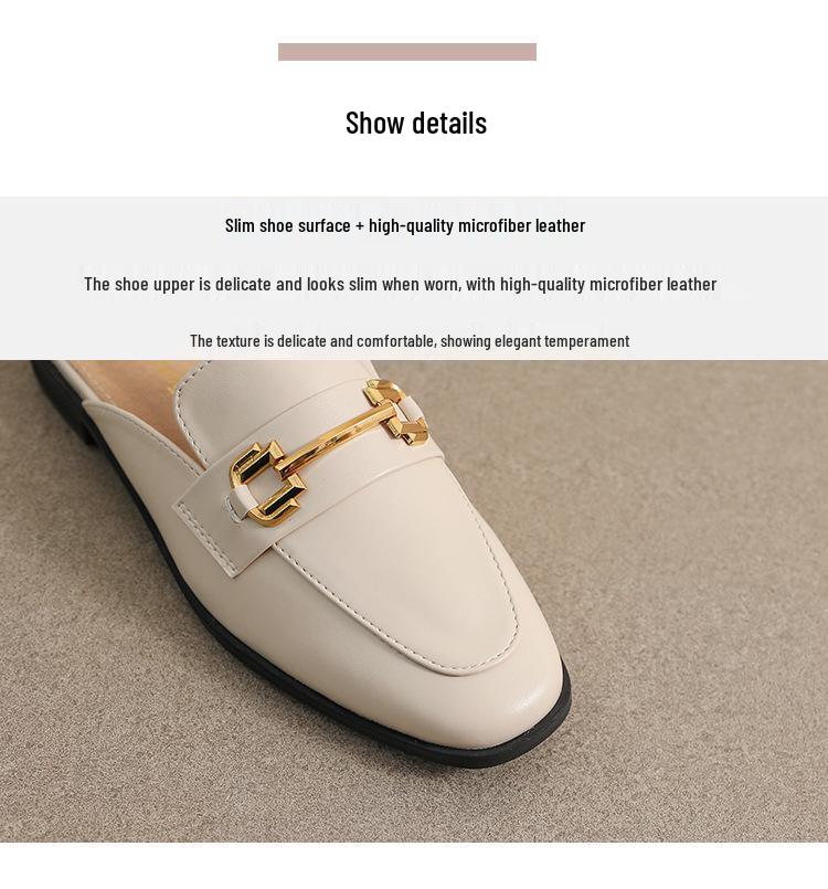 Weiwei Girl Closed-Toe French Retro Mule Slippers, Women's Versatile Flats, Plus Size Available