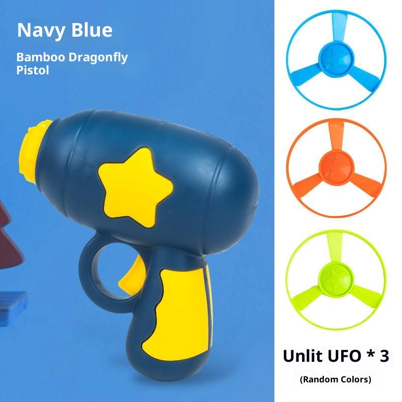 Children'S Outdoor Flying Bamboo Dragonfly Frisbee Gyro Gun Pistol Luminous Ufo Spinning Top Ejection Toy Kids Gyro Launcher