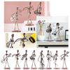 Band Gifts Music Man Statue Metal Musician Orchestra Guitar Trombone Saxophone Player Model Desktop Ornament For Home Office