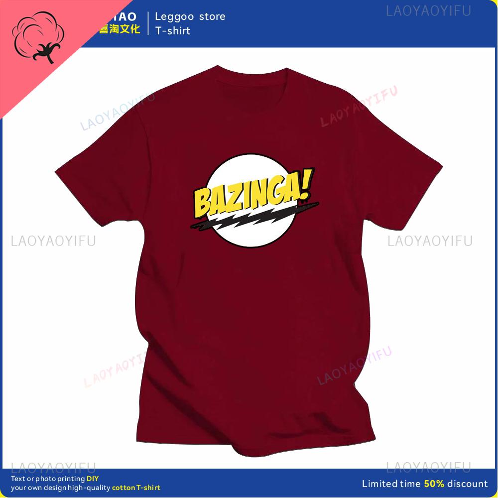 Big Bang Theory Bazinga Tshirt Mens Cotton Shortsleeved Sheldon Cooper Casual Everyday Streetwear S
