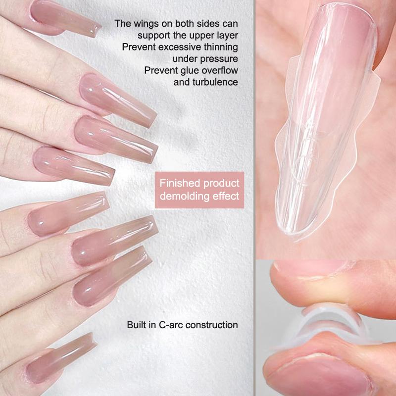 180Pcs Sandwich Dual Nail Form Mold Reusable Full Cover Mold Clear Nail Art Extension Shaping Tool Coffin Almond Nail Forms