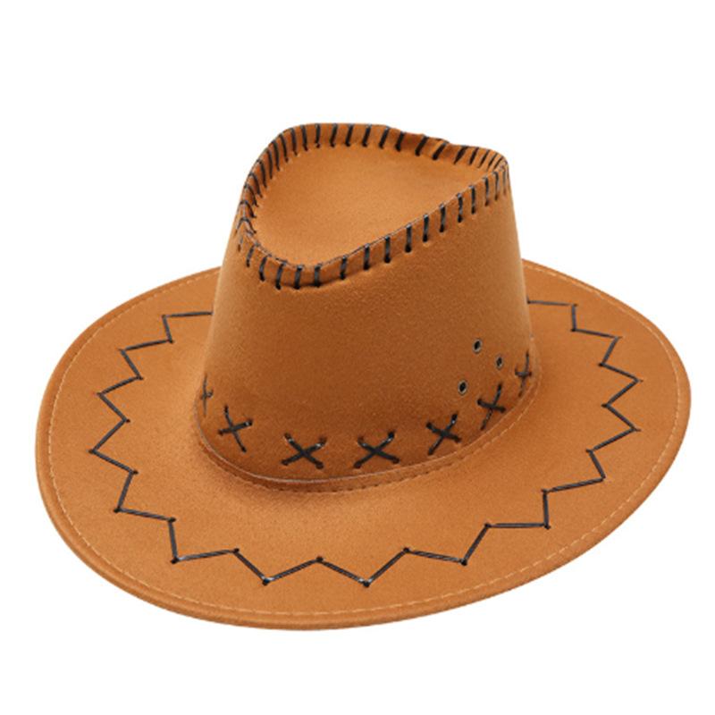 Faux Leather Suede Western cowboy Hat for Men Women Fedora Outdoor Wide Brim For Beach Travel Vacation Party Cosplay Cap Gifts