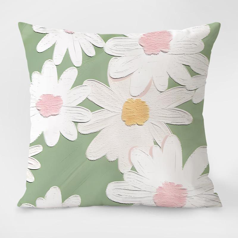 

Simple Pastoral Flower Print Decorative Pillowcase Bedroom Living Room Square Cushion Pillowcase 40x40cm