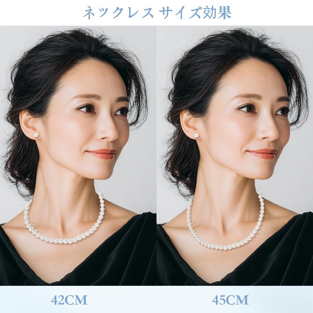 [ACCE FANJI] Pearl Necklace and Earrings, 8mm Pearl, 45cm, S925 Sterling Silver, for Formal Occasions, White, Brand