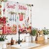 Panels Rustic Kitchen Curtains Small Short Strawberry Floral Fruit Dessert Wood Board Red Watercolor Farmhouse Made Of Polyester Window Treatment