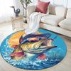 Bass Fish Round Area Rug,Carpet Rug for Living Room Bedroom Sofa Playroom Decor,Non-slip Floor Mat