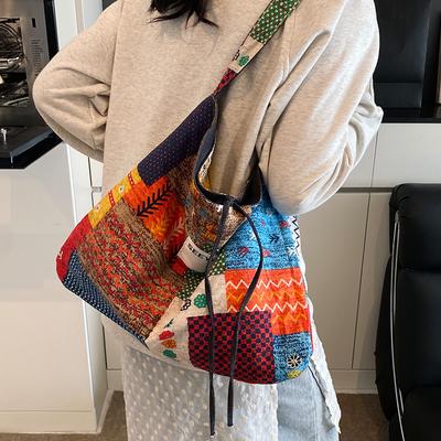 Neue Patchwork-Tasche im Ethno-Stil im Frühling und Sommer, Umhängetasche im Boho-Stil, große Kapazität