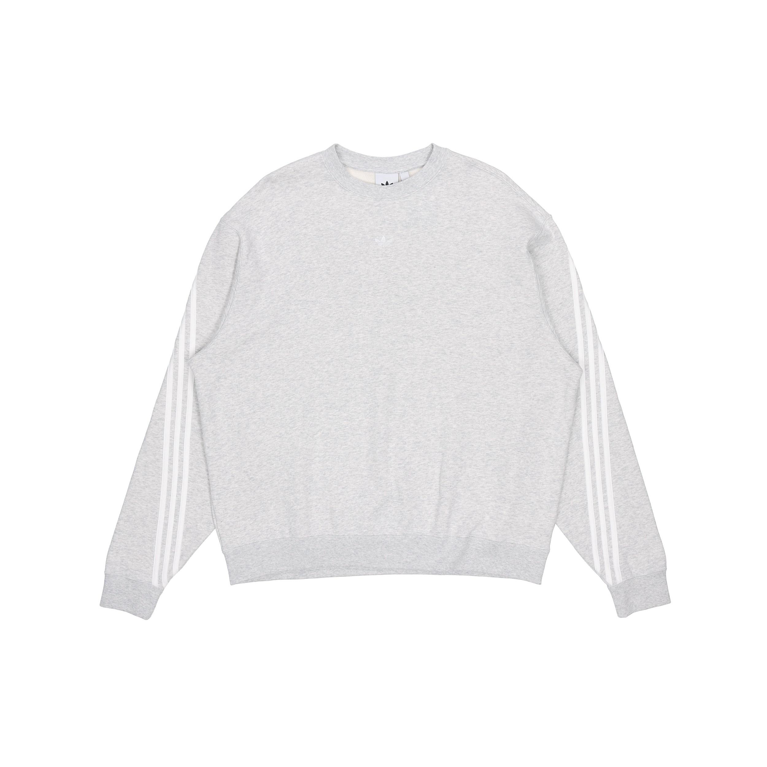 Men s adidas originals Side Stripe Loose Round Neck Pullover Gray FM1520 XS