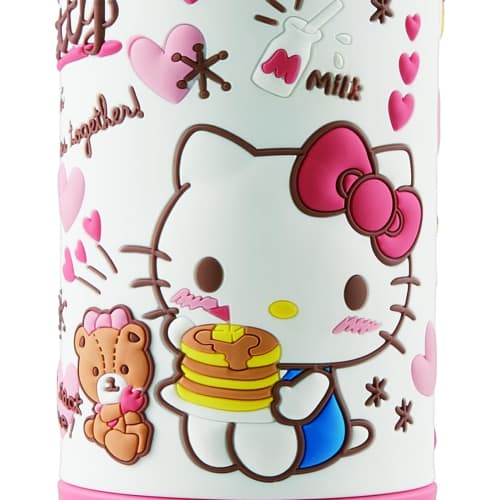 Skater Stainless Steel Children's Water Bottle 380ml Straw Drinking 3D Hello Kitty Snack Time SSPV4 Sanrio-A