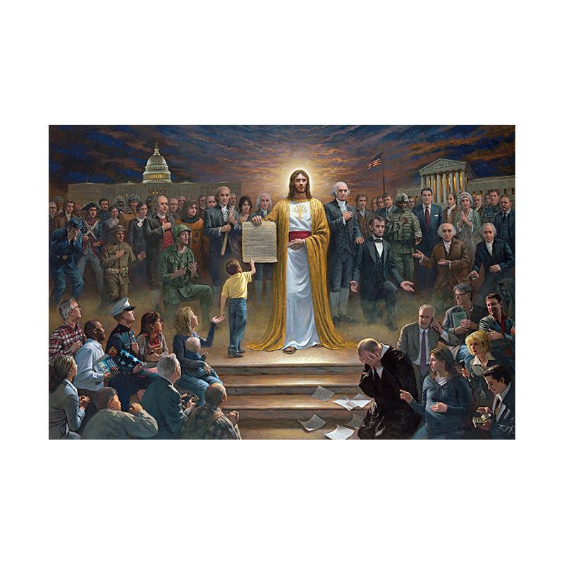 

Одна нация под Богом Иисус Плакат Настенная живопись Холст Картина Настенное искусство Плакат для спальни Гостиная Декор Подарок 30x40cm красный