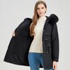 Fashion Winter Coat Female Long Parkas Hooded Faux Fur Collar Detachable Sleeves Loose Thick Warm Women's Jackets