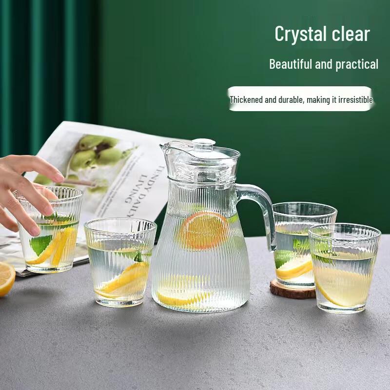 Heat-Resistant Glass Pitcher & Cup Set 1000ml