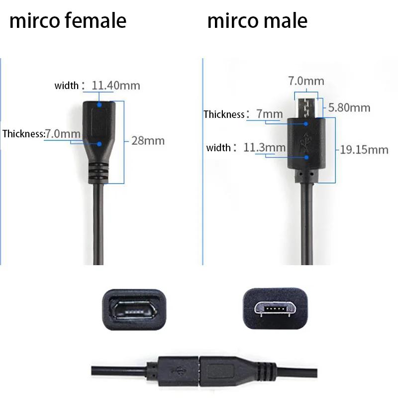 0.3m 1m Micro USB 2.0 type A Male Female Jack DIY Extension repair Cable 2/4 Pin Core Wire Data Charger Power Cord Connector