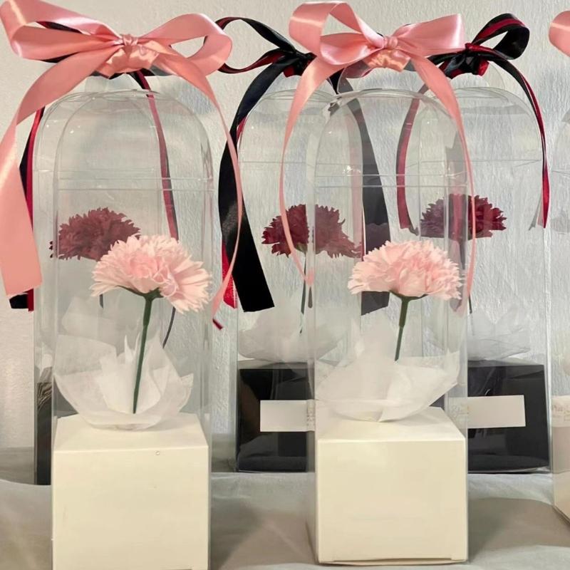 Clear Bouquet Bags Elegant Flower Packaging Boxes Single Rose Flower Box For Florist Retail And Special Event