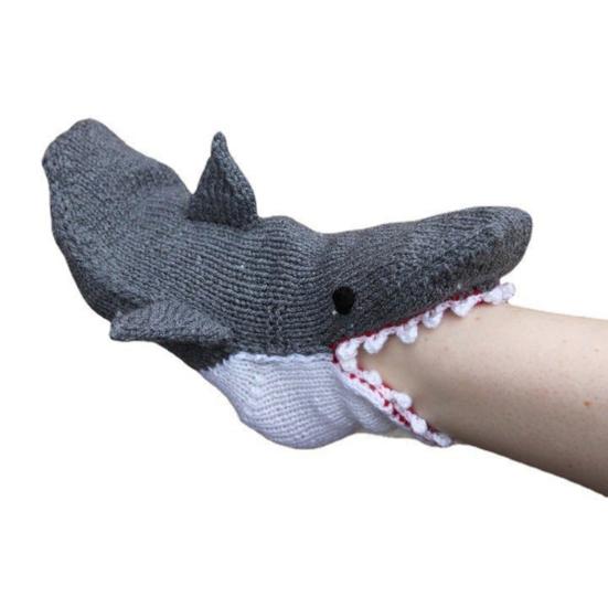 Krokodil Socken Neuheit Hai/Krokodil Beißen Bein Boden Socken Winter Zuhause Warm Gestrickt
