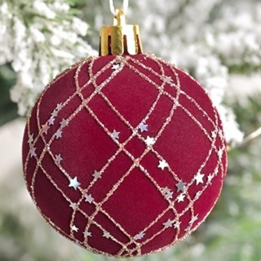 12pcs Hand-Painted Christmas Hanging Ball Flocking Xmas Tree Ornaments  Home Decor