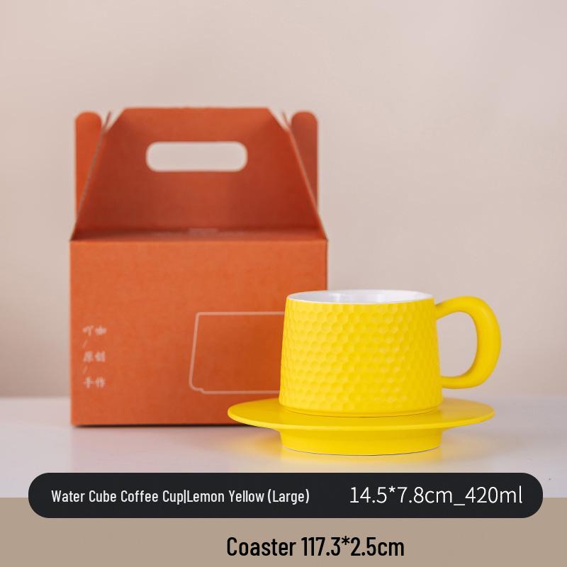 Minimalist Ceramic Coffee Cup & Saucer Set - Light Luxury for Home or Office