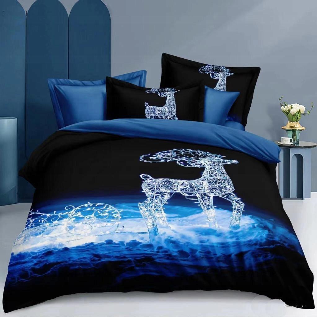 Christmas bedding cotton satin 160x200 + pillowcases Christmas tree, bubbles snowman