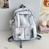 Middle School Chinese-Style Transparent Backpack with Multiple Pockets - Large Capacity, Waterproof, Wear-Resistant, Unisex, Light Luxury Design.