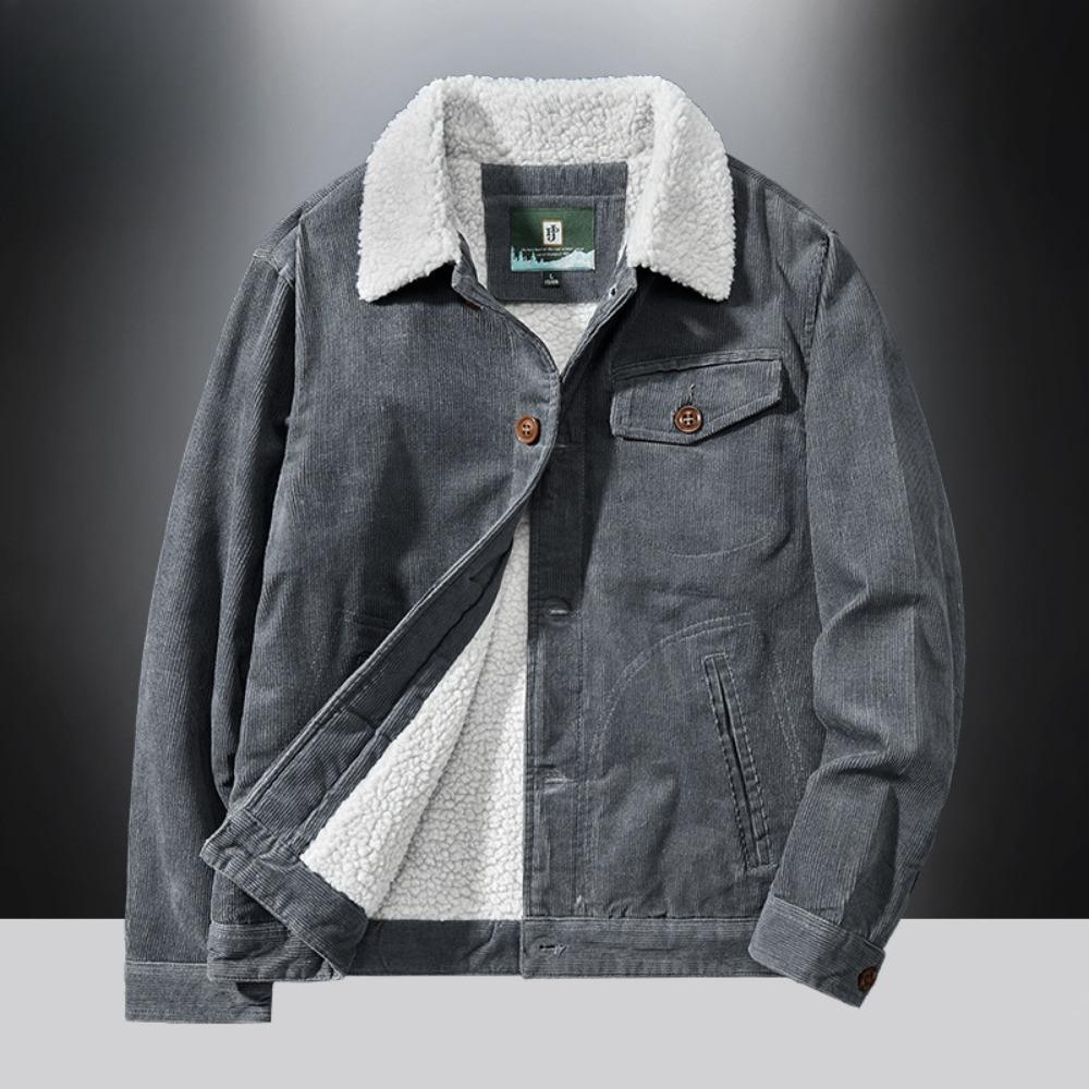 Lamb wool short coat men's winter thickened fur collar fleece tooling bomber jacket cotton coat lamb wool cotton coat