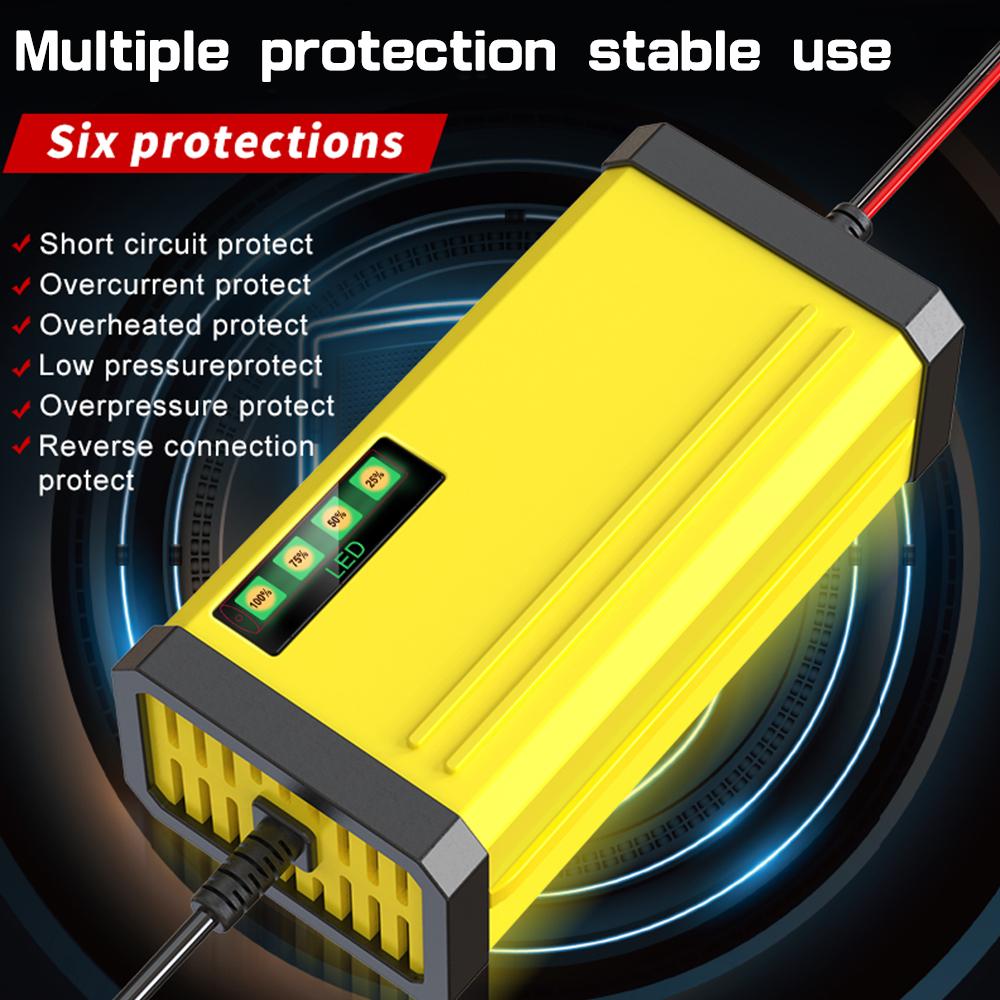 Car Battery Charger Wet Dry Lead Acid Battery Moto Truck Battery Charger LED Display 220V Power Puls Repair Charger 12V 2A