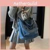 Capacity Large Denim Canvas Single Shoulder Crossbody Bag Casual Fashion Handbag