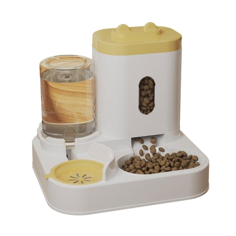 2 in 1 Practical Dog Water Food Bowl Water Dispenser for Pet Cats Lovely Dog Feeder Large Capacity Food Container Bowl