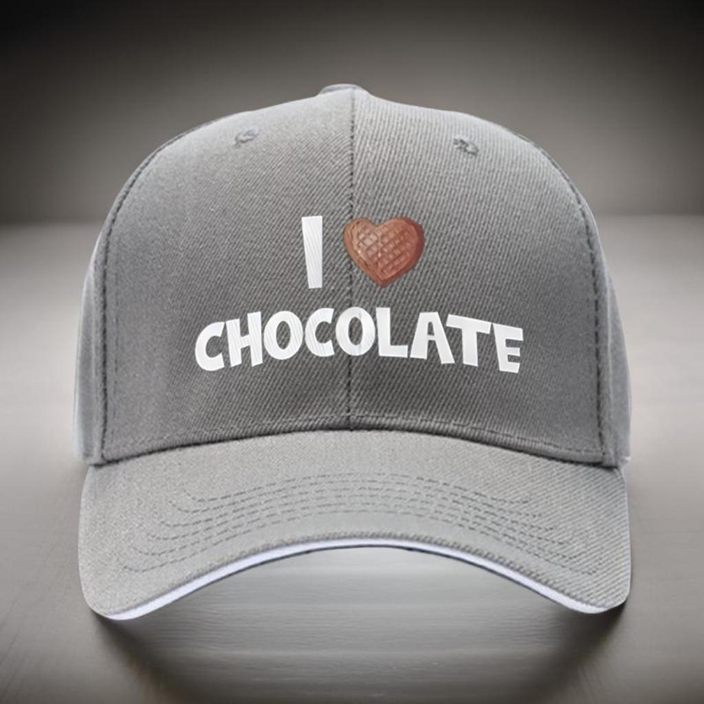 I Love Chocolate Graphic Print Baseball Cap Adjustable Polyester Casual Sports Hat for Adult Unisex