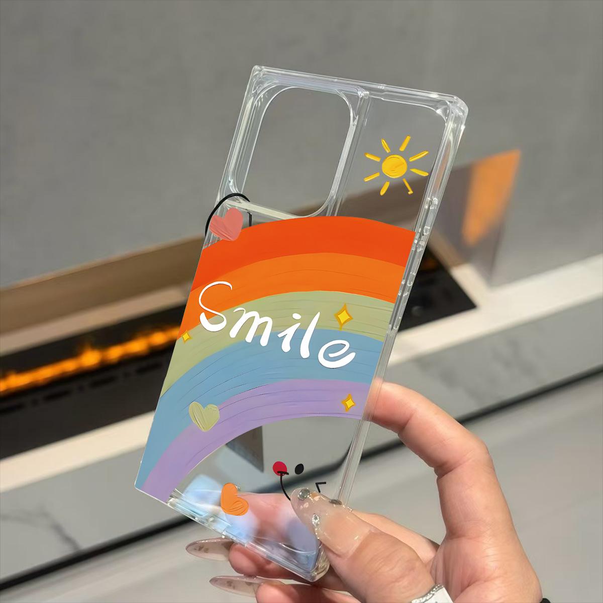 

Square Back Tube Protection Clear Case For iPhone 14 Pro Max 13 12 15 Plus 11 16 ProMax Anti-Oxygen,Rainbow Love Pattern Casing iphone 11 ProMax